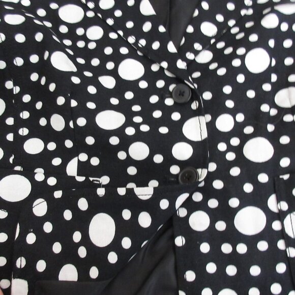 Arthur Levine Blazer Women 10P Petite Linen Blend Black White Polka Dot Lined - Picture 8 of 9